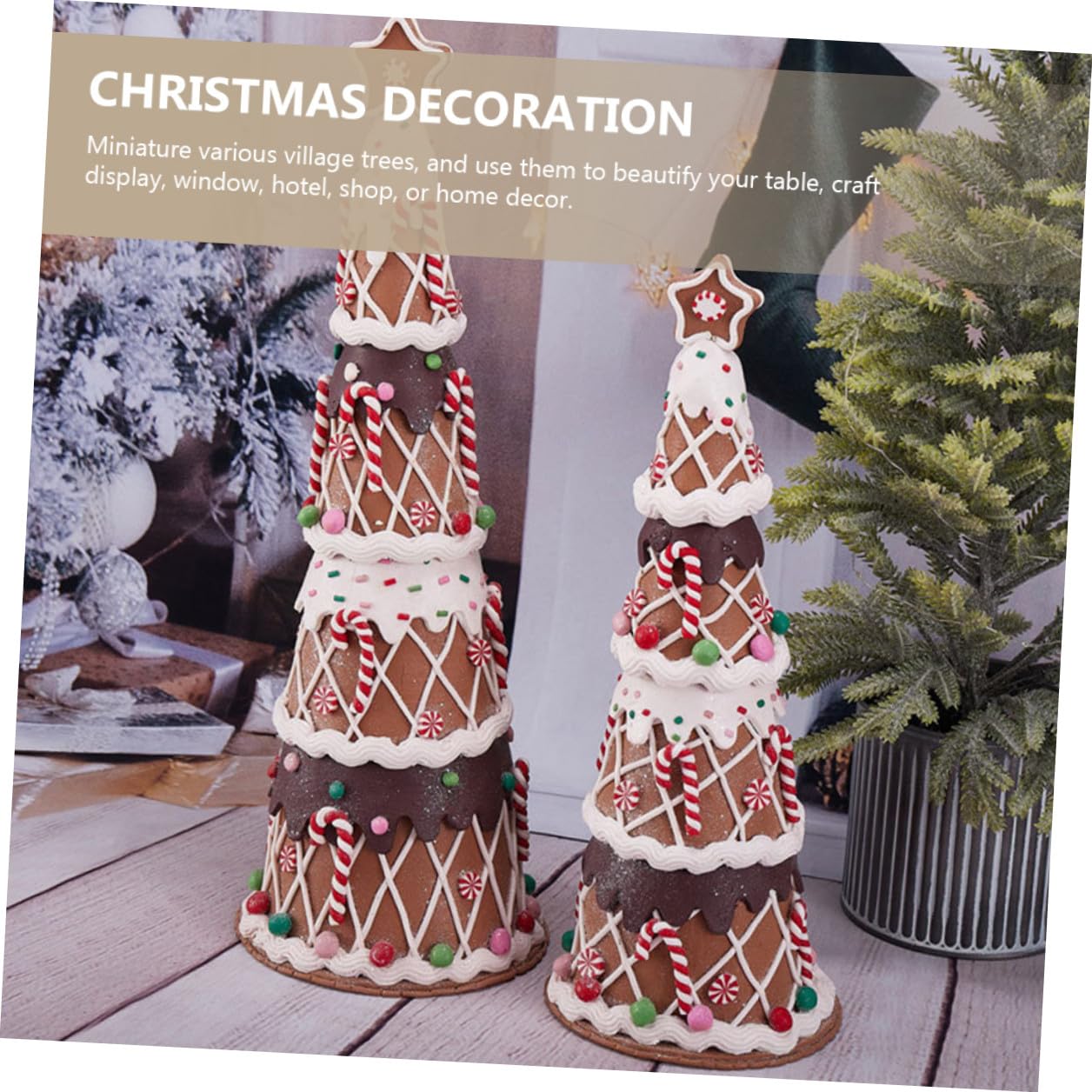 Árbol de Navidad Pequeño de Arcilla Blanda Dulces Decorativos Adorno Navideño para Mesa Decoración de Fiesta Navideña Accesorio Ligero para Hogar Oficina y Restaurante