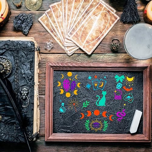 Miniatura 5 de FINGERINSPIRE Plantilla de tablero mágico de 11.7 x 8.3 pulgadas, plantillas mágicas de bruja para manualidades, plantilla Wicca reutilizable de