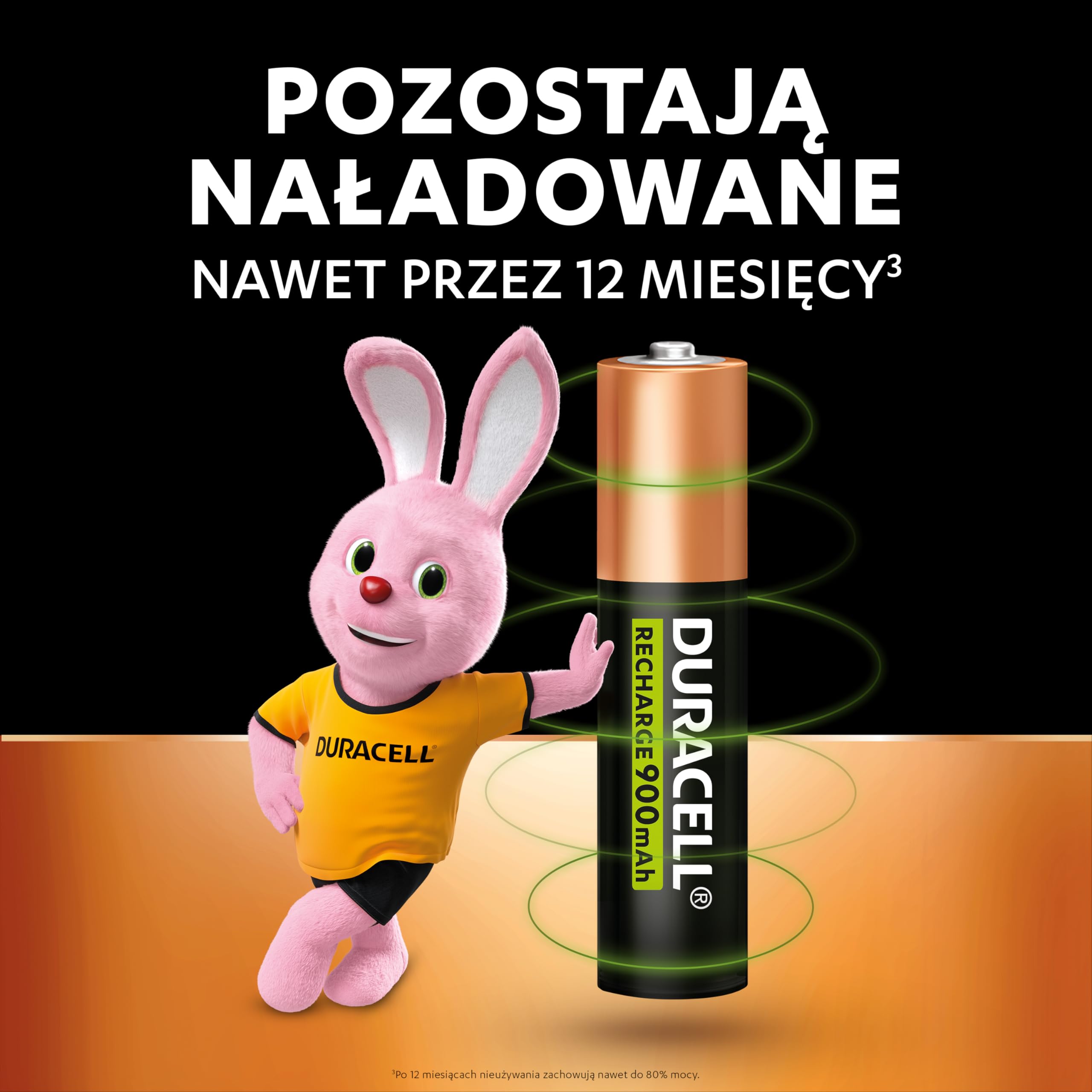 Duracell Akumulatorki Rechargeable, 4 szt., AAA 900 mAh NiMH, Fabrycznie naładowane, Nasze działające najdłużej akumulatorki z opakowaniem w 100% nadającym się do recyklingu, nie zawiera plastiku