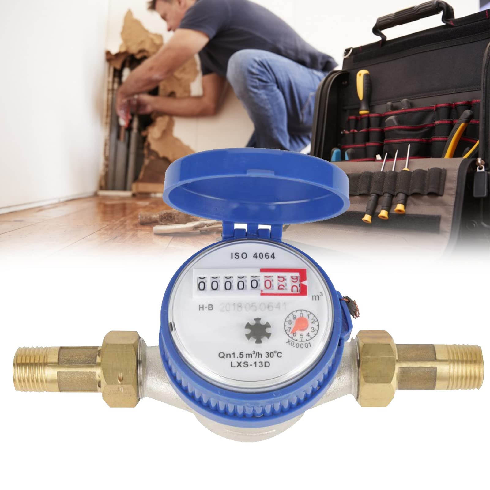 Honeyhouse Débitmètre d'eau 15 mm à débit unique pour usage domestique avec raccords 1,27 cm pour jardin et maison