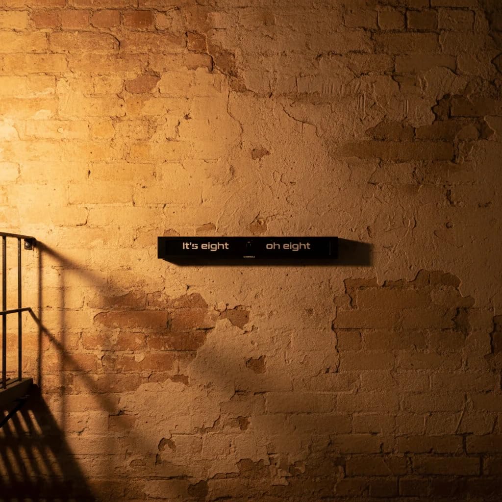Cloudnola Texttime Flip Uhr - Wand- oder Tischuhr - Wand Deko Uhr, Schwarz und Weiß, Regal 8 cm tief 60 cm breit, Batteriebetriebene, Digitale Retro Flip Uhr