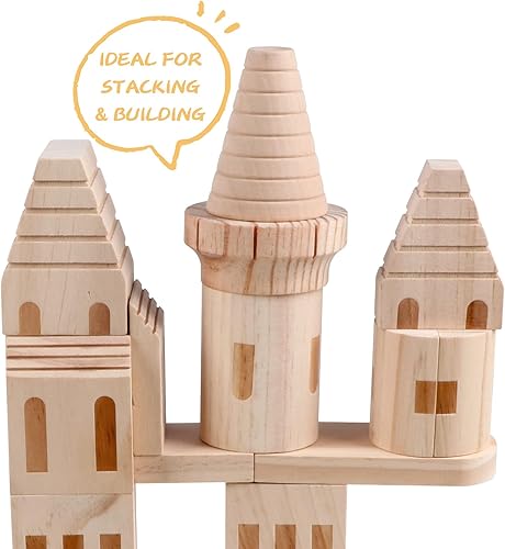 Miniatura 7 de 75 piezas de bloques de castillo de madera medievales caballeros princesas castillo de madera bloques de construcción para niños y niñas