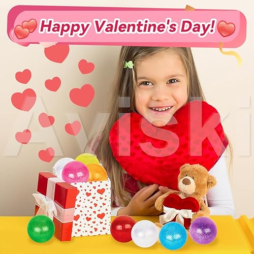 Miniatura 6 de Aviski Paquete de 32 tarjetas de felicitación para el día de San Valentín con bola antiestrés, tarjetas de intercambio de San Valentín para niñas y