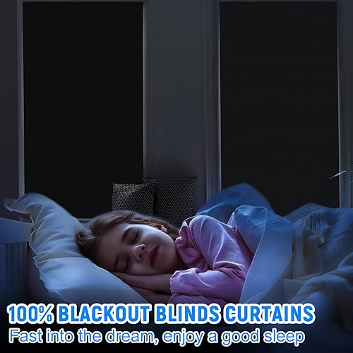 Miniatura 6 de Cortinas opacas para dormitorio, persianas opacas autoadhesivas para interiores, sin taladrar ni herramientas, protección UV, persianas enrollables