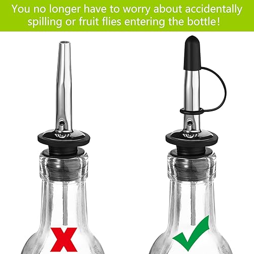 Miniatura 2 de Zopeal 100 tapas de polvo para vertedores, cubiertas negras para vertederos con bucle, con capucha, botella de licor de aceite de oliva, tapas de