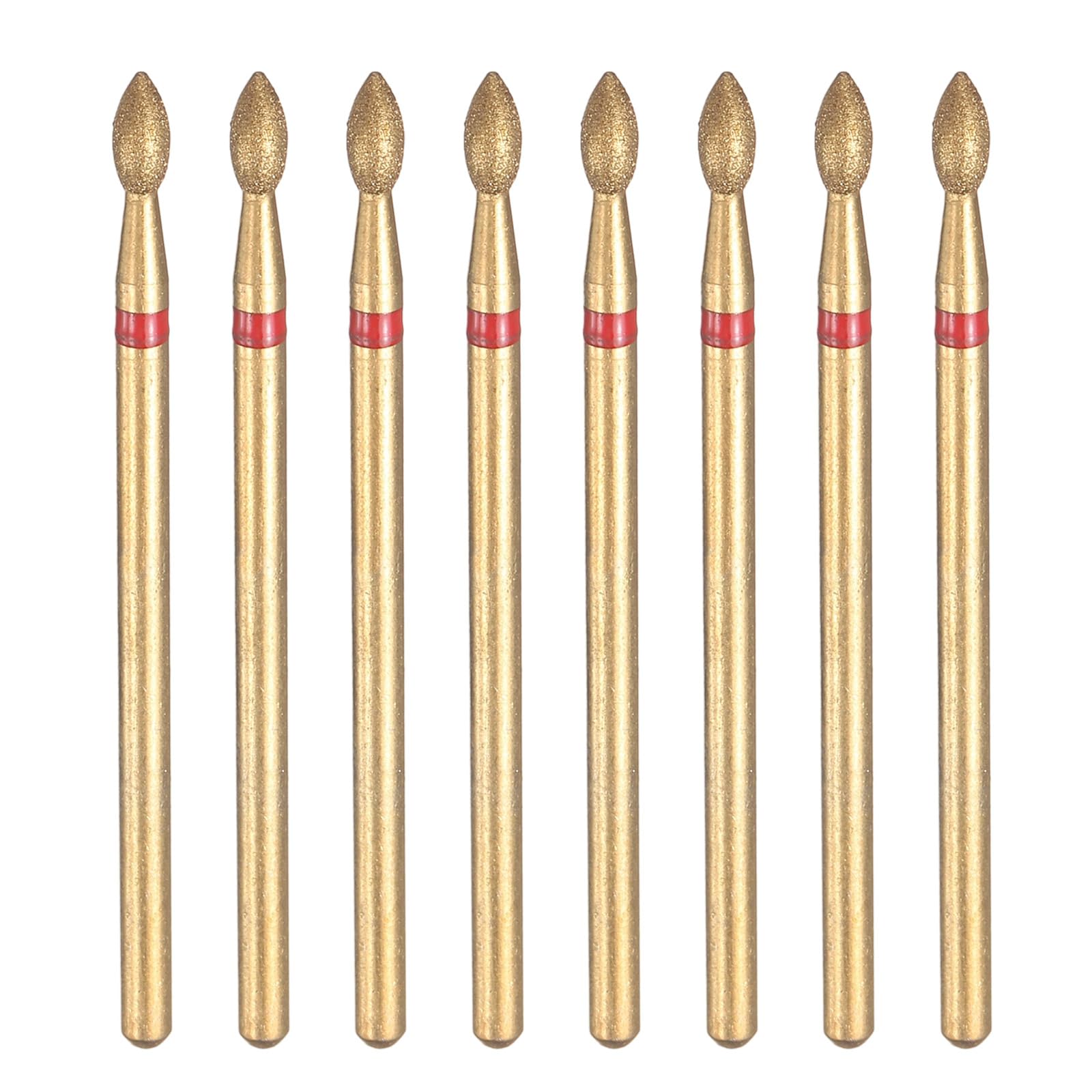 HARFINGTON 8pcs 200-230 Grits Diamond Grinding Bit 2.3mm Oval Head 2.35mm Shank 5.3mm Length Titanium Plated Stone Sanding Drill Bits Rotary Tool for