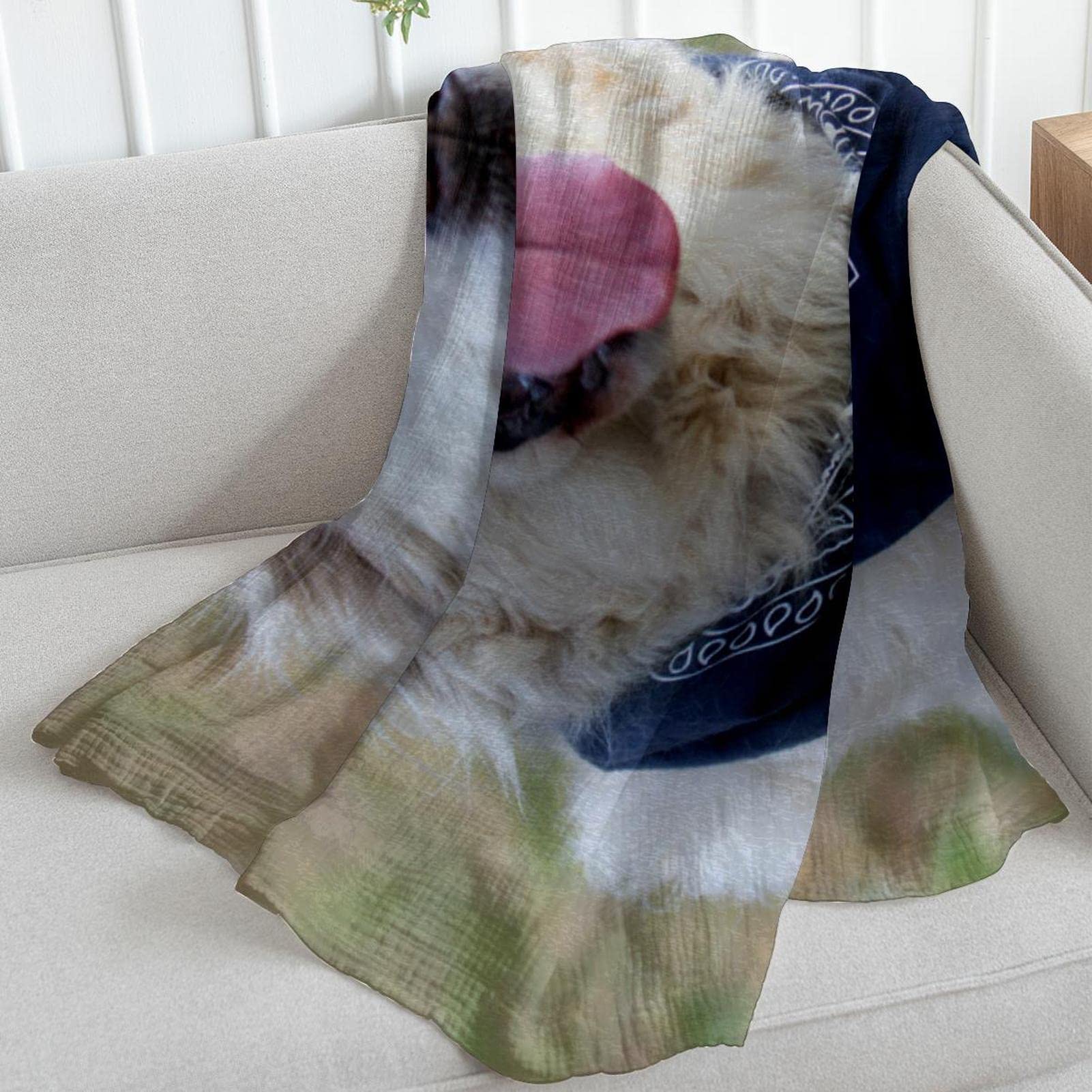 TBOUOBT Couverture Polaire de literie, décorative pour Le Sol du canapé de la Chambre,Golden Retriever Animal Chien Pet