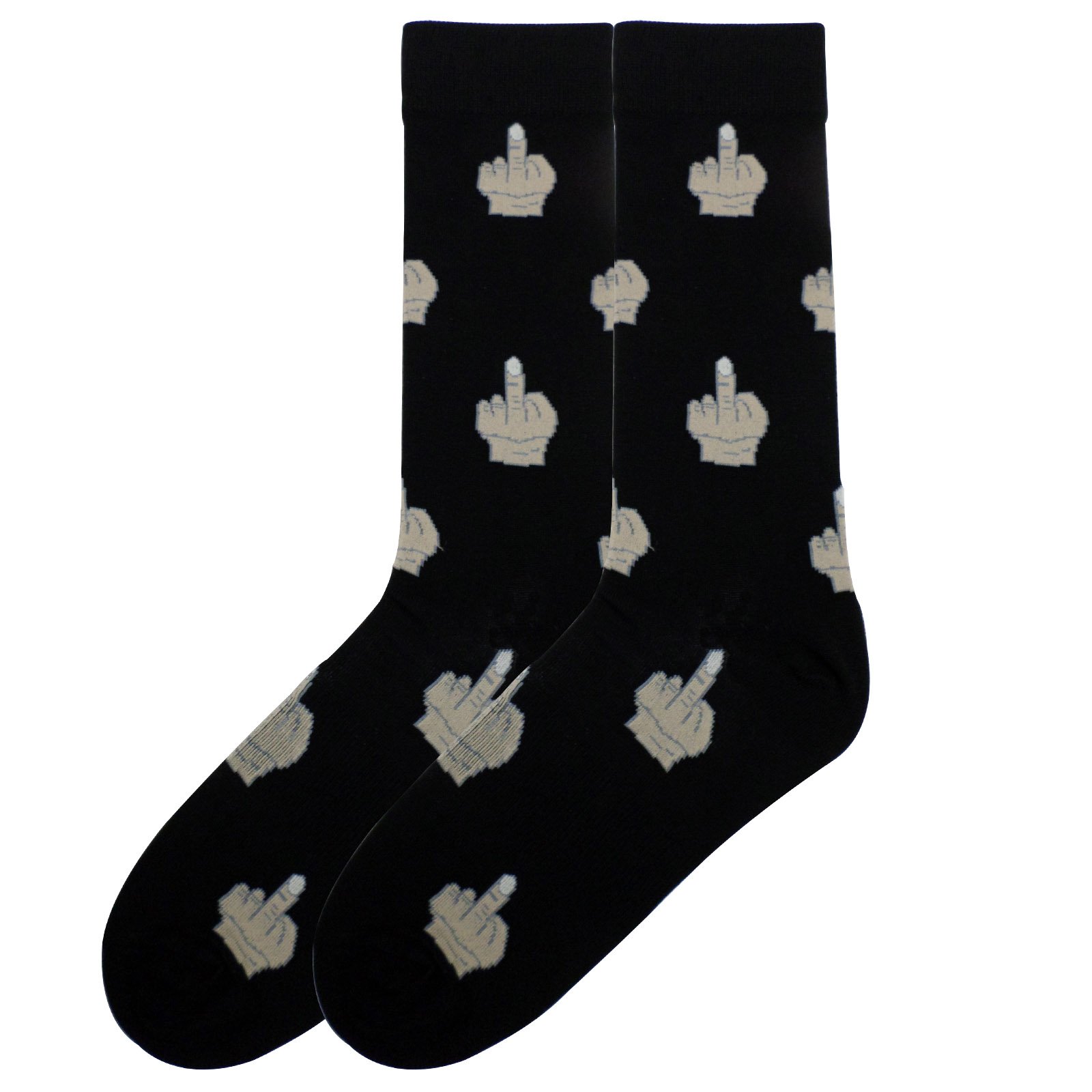 K. Bell Men's Fun Conversation Starter Crew Socks-1 Pairs-Cool & Funny Pop Culture Gifts Novelty, Middle Finger (Black), 5-12 UK