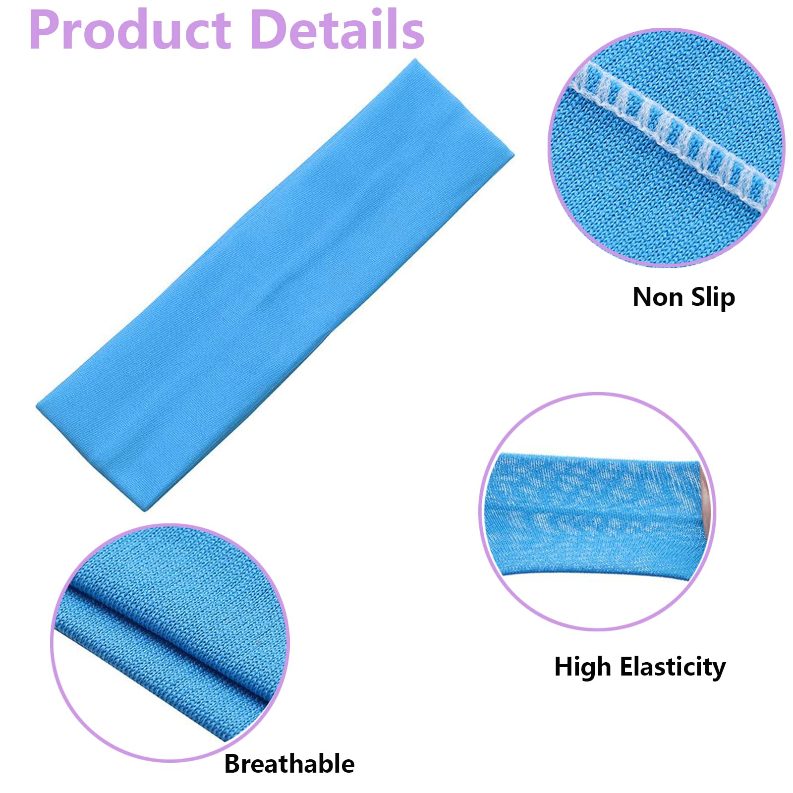 Fasce Elastiche Per Capelli Sportive - 5 Pezzi Antiscivolo, Per Yoga, Corsa, Fitness - Foto 7