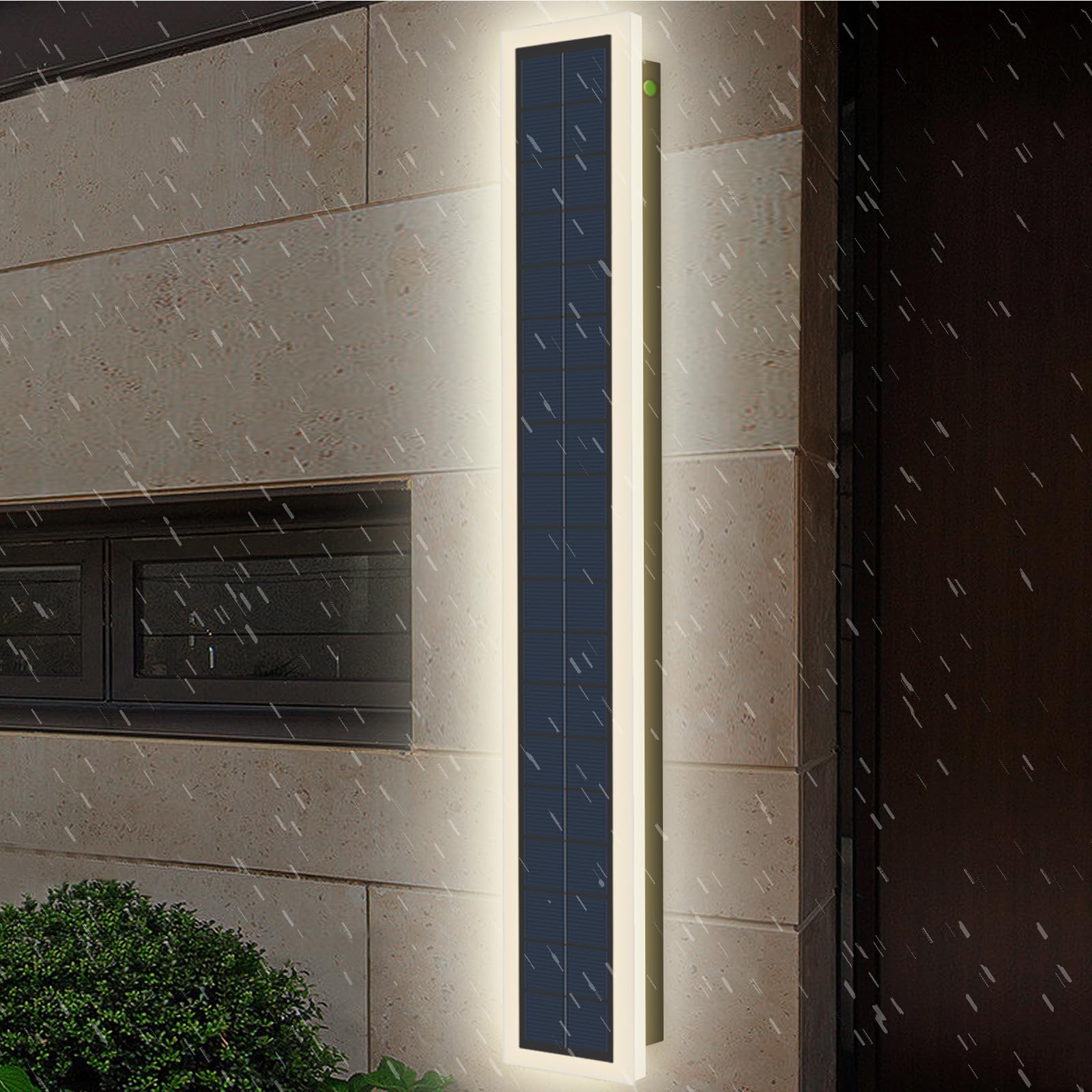Lange Wandleuchte Aussen Solarbetriebene LED Wandlampe Kabellos, 10W Solar Außenwandleuchte IP65 Wasserdichte Schwarz Wandbeleuchtung Außen für Villa Porch Veranda, Neutralweiß 4500K