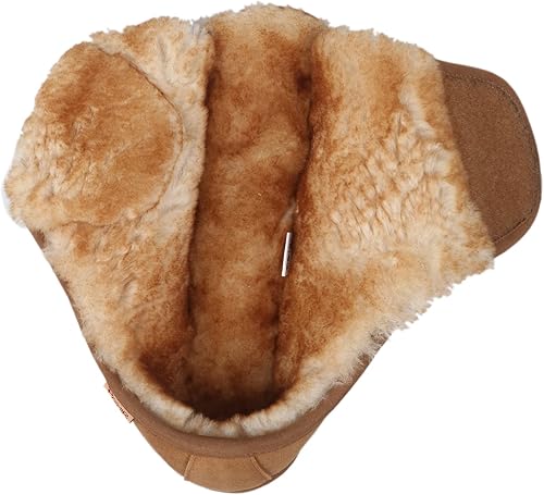 Miniatura 2 de PAMIR Pantuflas ajustables de piel de oveja con punta abierta para hombre con espuma viscoelástica para interiores y exteriores