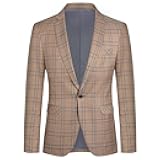 Mens Formal Suit Jacket Blazer Plaid 2 Button Closure Prom Business Sport Coat