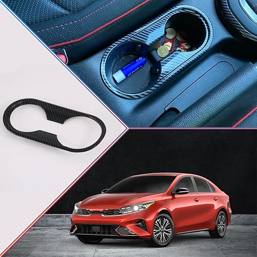 Miniatura 6 de Para Kia Forte 2019-2024 Consolas centrales de fibra de carbono ABS Portavasos, cubierta de panel - Accesorios interiores de actualización deportiva