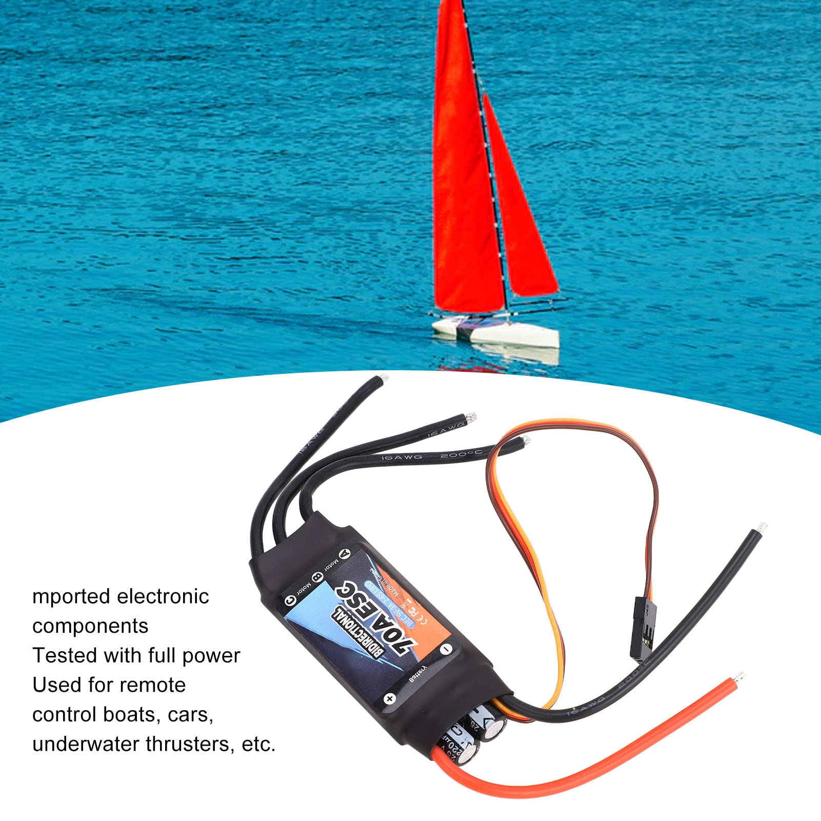 UPALDHOU 70A Bidirectional Brushless ESC, 2‑6S Electric Speed Controller, Multi-ESC for RC Car Boat Underwater Propeller - Image 3