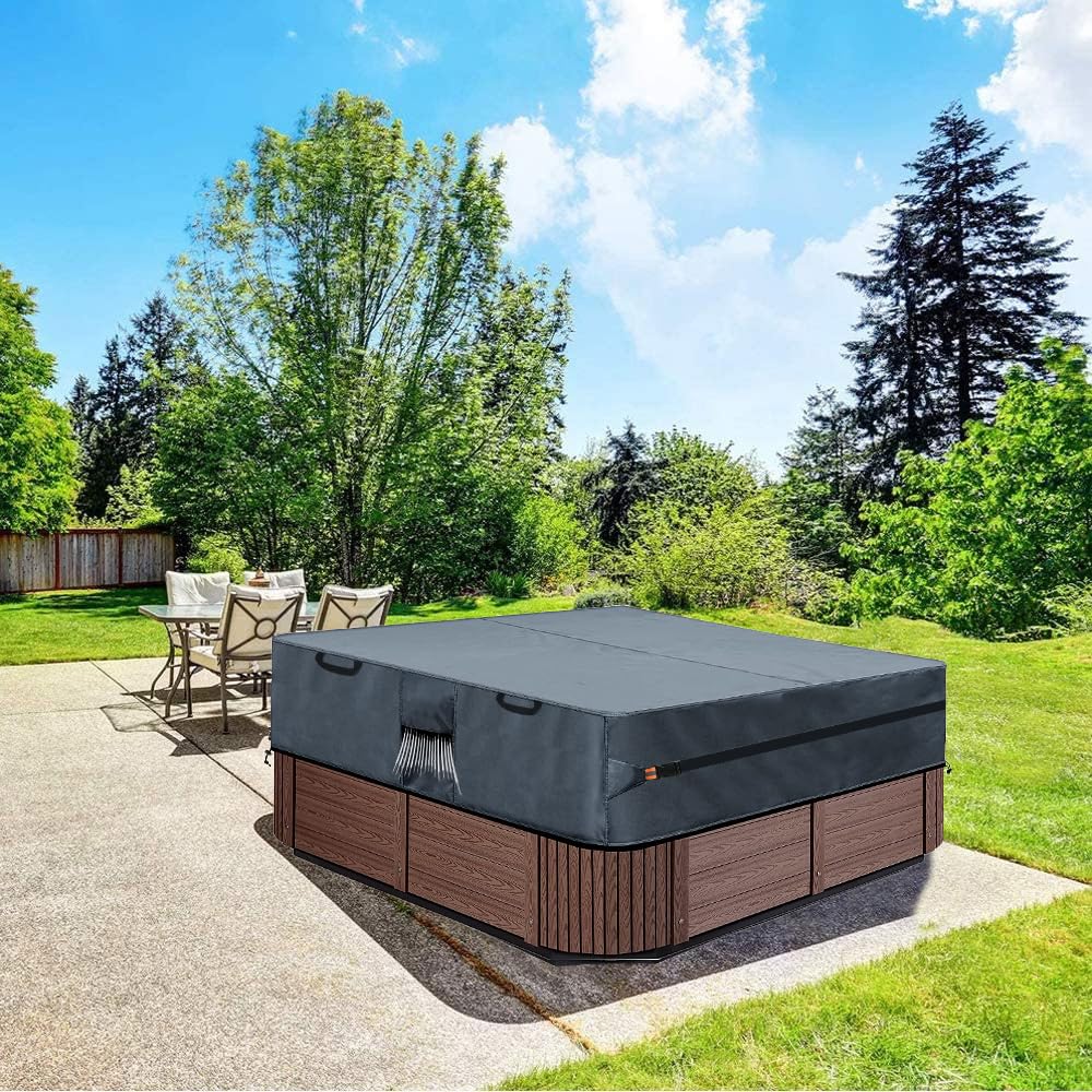 Tapa de baño Caliente de jardín Todo Clima 600D Oxford Plaza, Impermeable, protección contra el Viento, protección contra Rayos Ultravioleta, 200x200x30cm