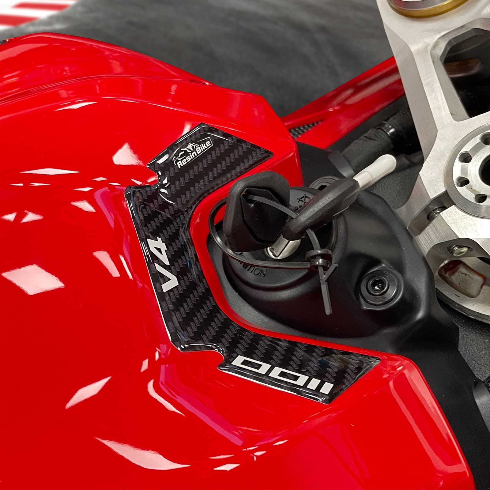 Resin Bike Motorcycle 3D Stickers Compatible with Ducati Panigale V4 and V4S 2022-2024. Ignition Key Zone Protection from Bumps and Scratches. Resin Stickers - Gadget Moto