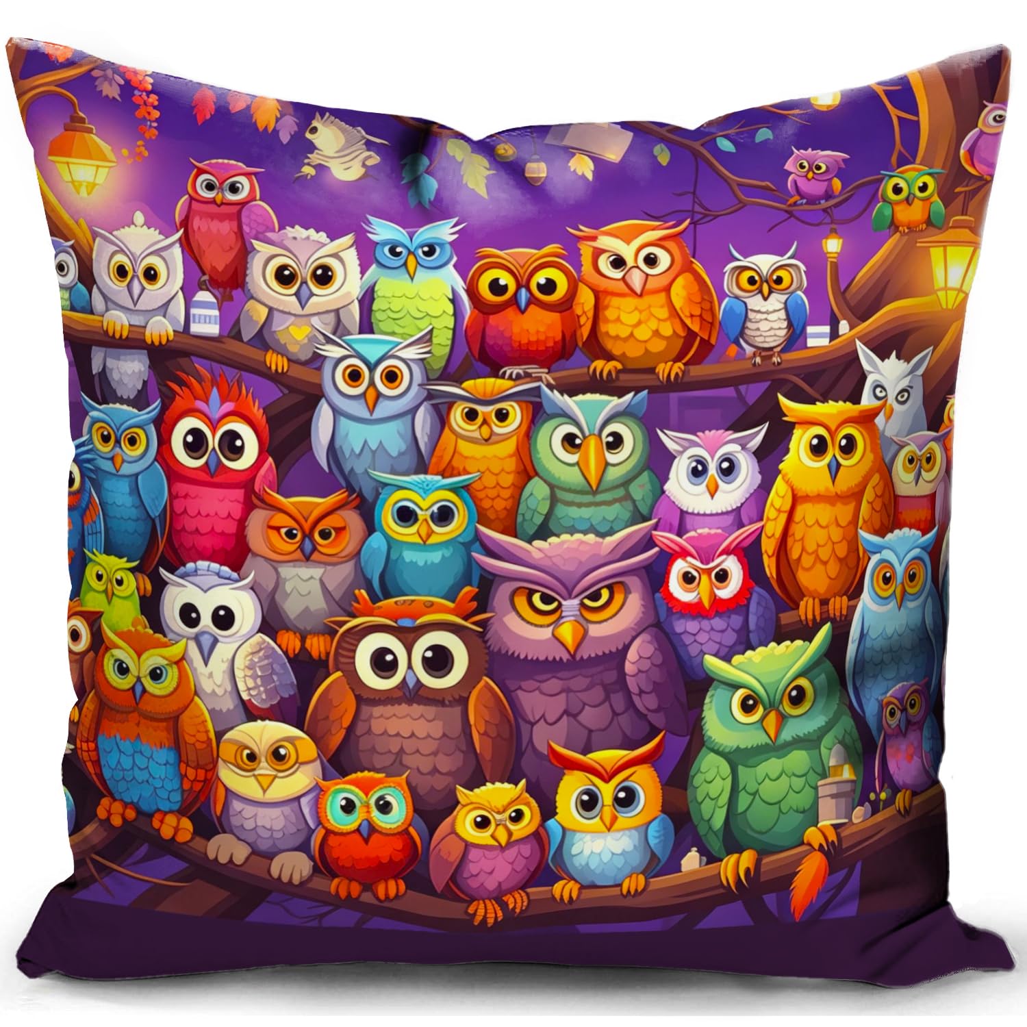 KUNQIAN Cushion Cover Owl Gifts for Women Kids Children Animal Ornament Pillow Decor or Home Livingroom Couch Bed Sofa Decorate 18"x18"(45x45cm)