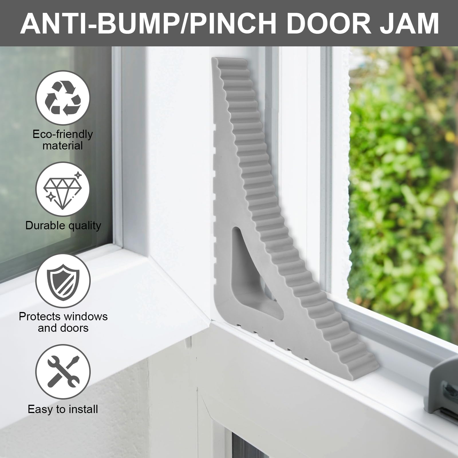 4 Stück Türkeil, Fensterstopper, Türstopper Boden, Gummi Türstopper Rutschfest, Keile Rutschfest Kratzfrei, Klinke Türklinkenpuffer für Badezimmer Küche Kinderzimmer (Weiß, Schwarz)