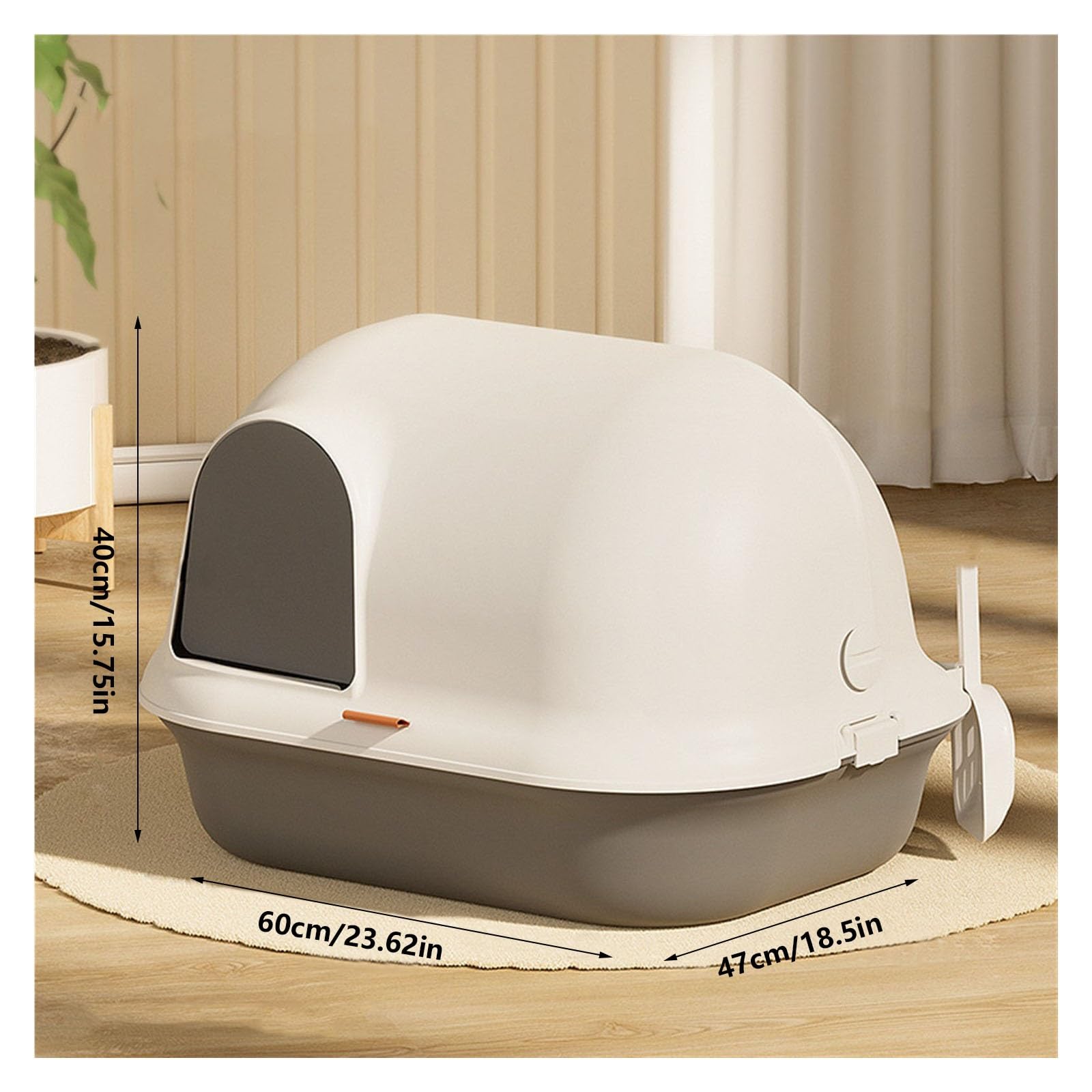 Exclusivo para Gatos y Perros Caja de Arena for Gatos Grande con Puerta Frontal Solapa y Pala, Bandeja Capucha for Mantener la adentro privacidad, fácil Limpiar para Interiores(Green)