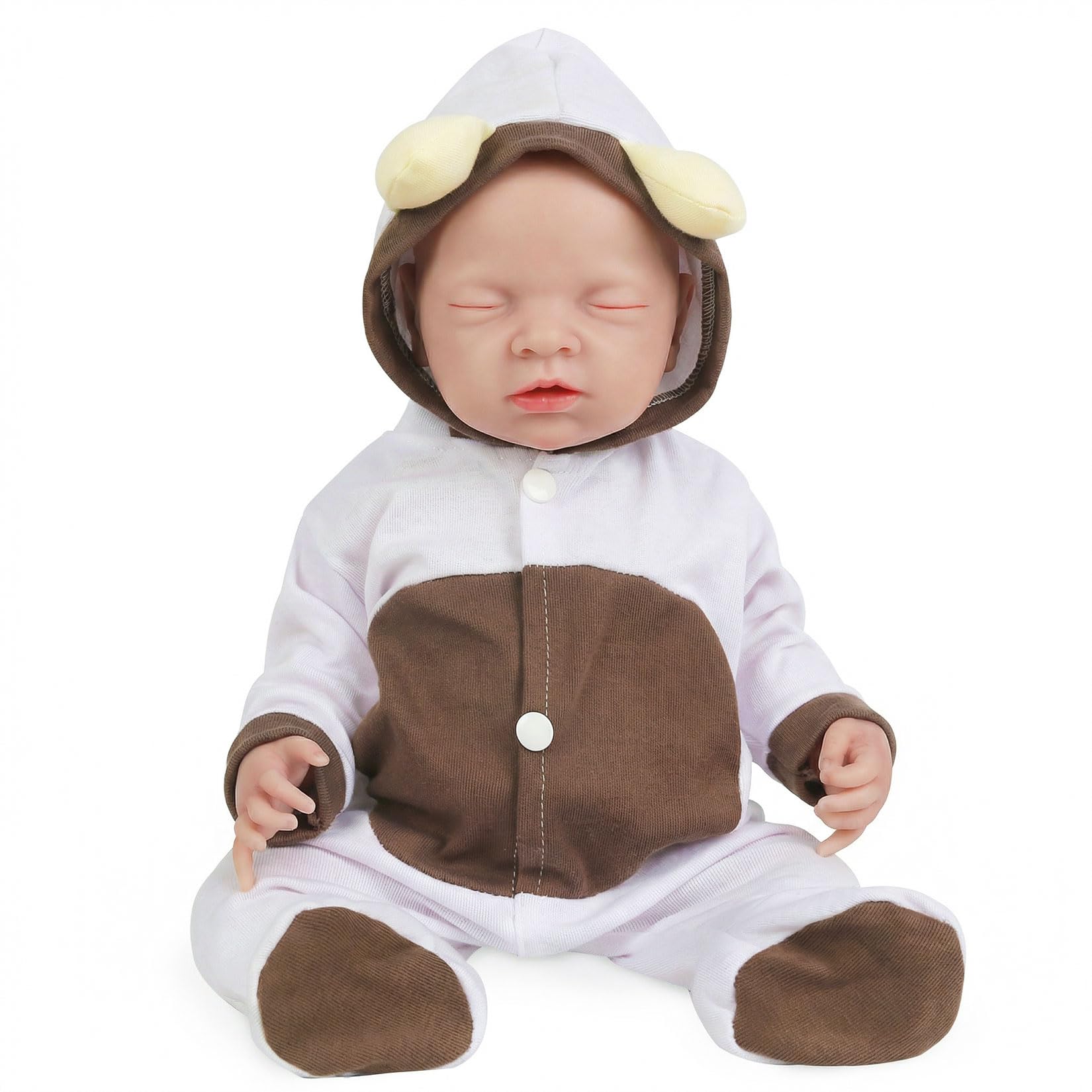 Vollence 18 inch Eye Closed Full Silicone Baby Doll,Not Vinyl Dolls,Sleeping Lifelike Reborn Baby Doll,Realistic Newborn Real Baby Doll - Girl