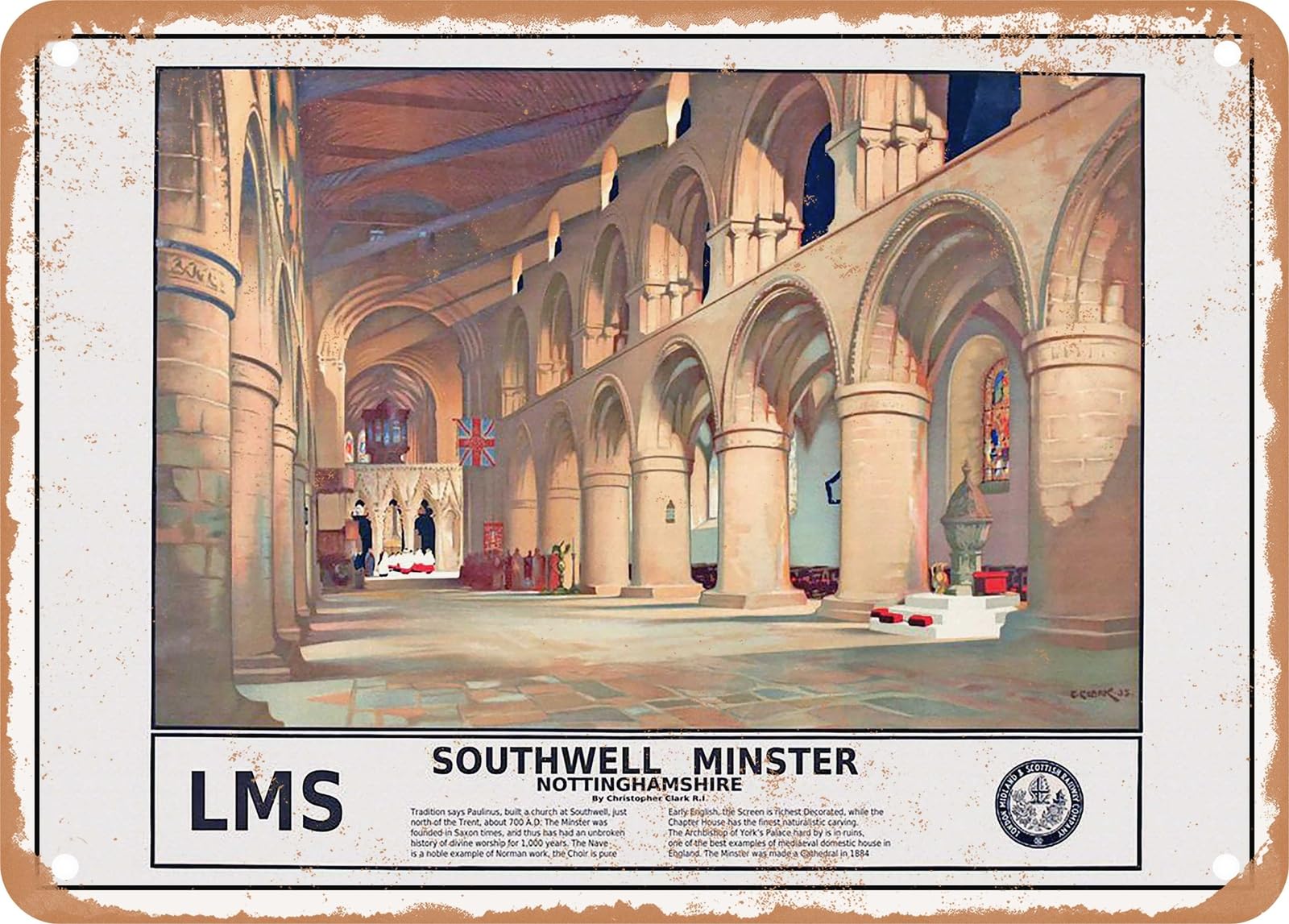 METAL SIGN - 1935 Southwell Minster Nottinghamshire LMS Vintage Ad home decor