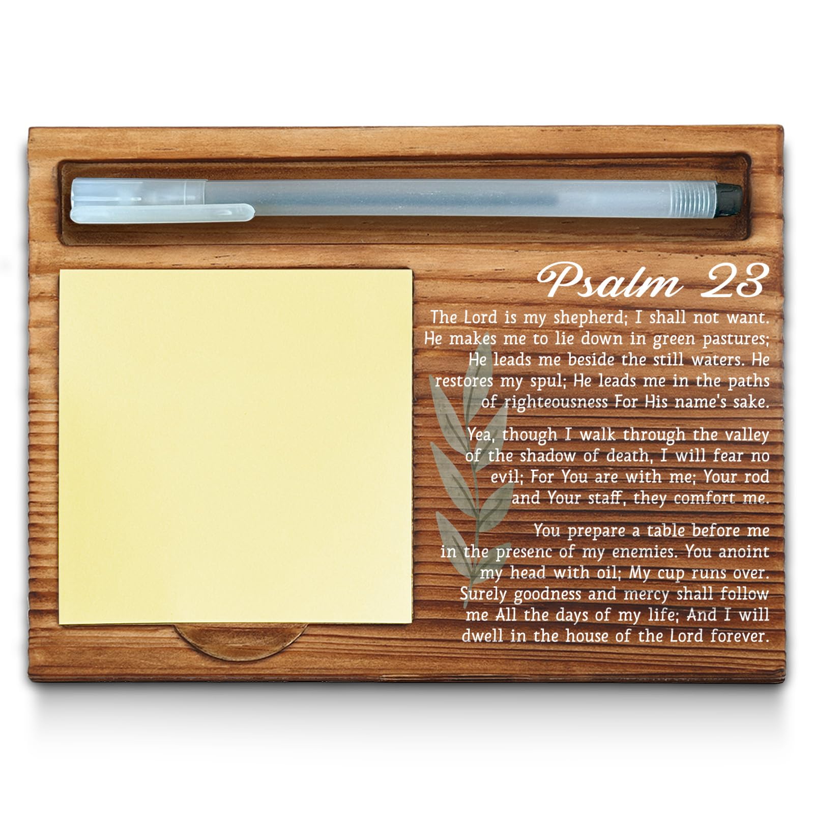 Christian Bible Verse Sticky Note Holder, Religious Note Holder, Psalm 23 Christian Encouragement Inspirational Gifts for Women, Men, Coworkers,