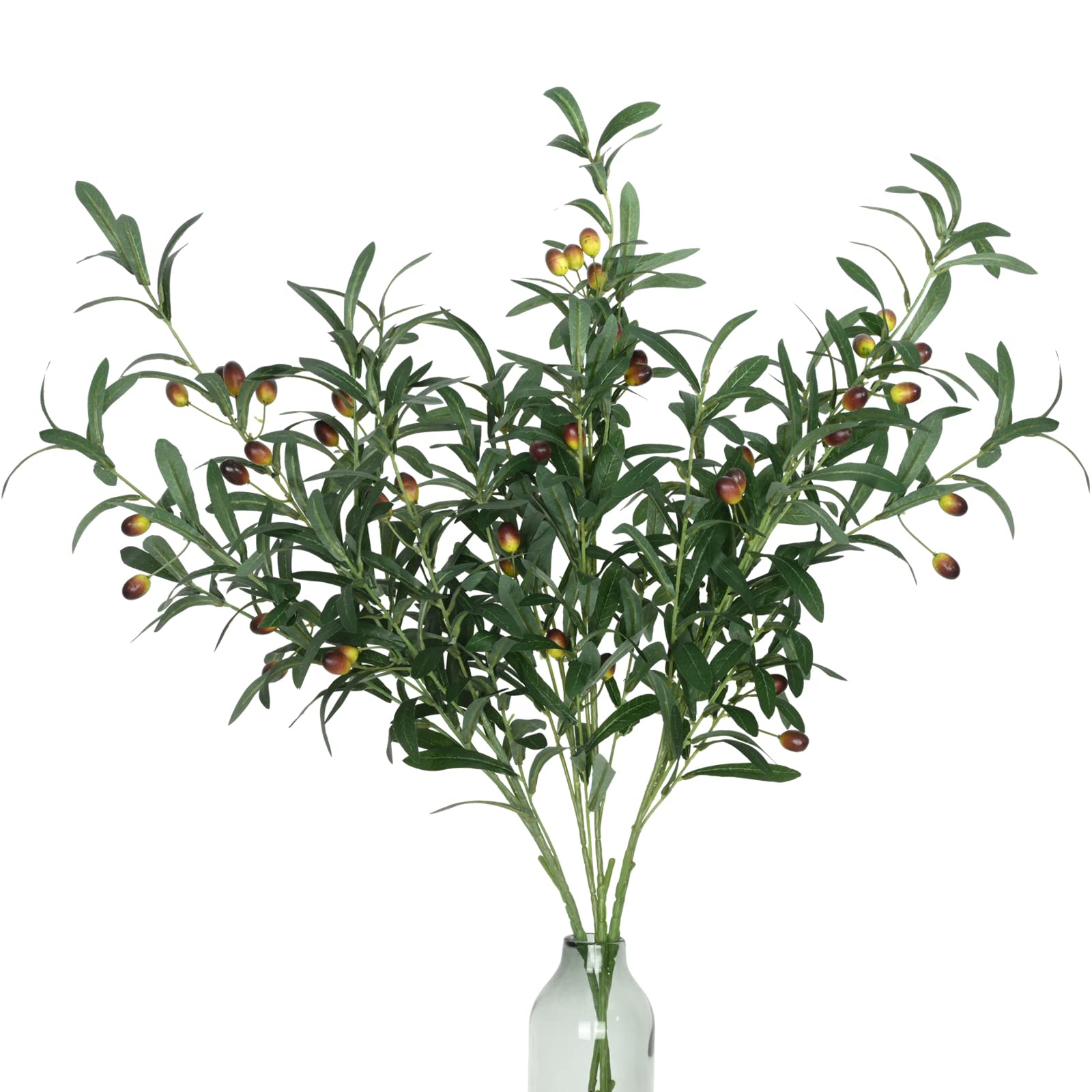 Waipfaru 3 Ramas de Olivo sintético de 39 Pulgadas para jarrones, Ramas de Olivo con Aceitunas realistas, Tallos de vegetación Artificiales Altos para centros de Mesa, arreglos Florales, jarrones