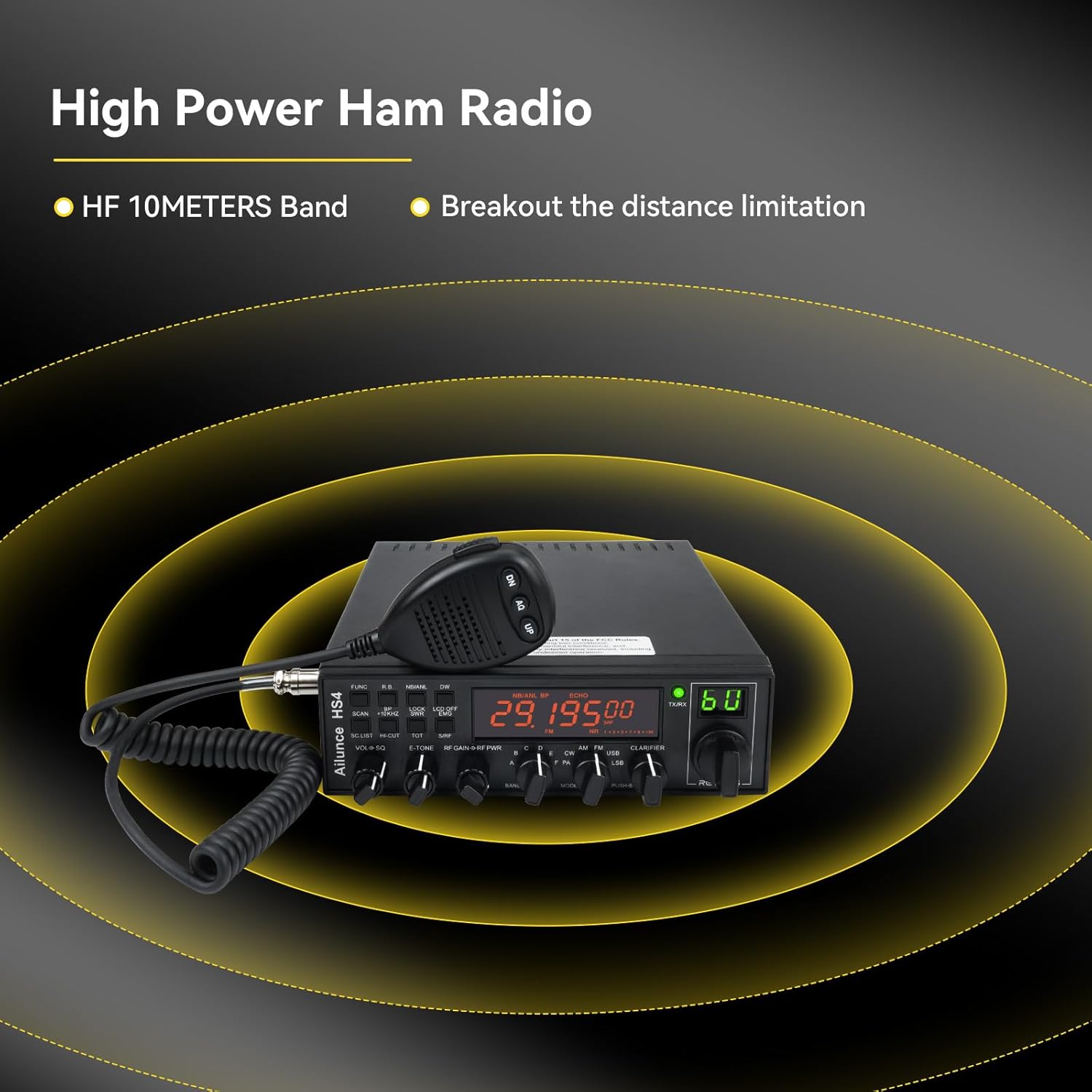 Retevis Ailunce HS4 10 Meter Radio, SSB Ham Radio Base Station, CW/LSB/USB/AM/FM/PA Mobile Transceiver, Noise Reduction, ASQ, SWR Protection, Long Rang Amateur Mobile Radio for Contest, Truck, Shacks