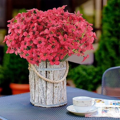 Miniatura 5 de Flores Artificiales para Exteriores, 8 Paquetes de Flores Falsas Resistentes a los Rayos UV, Flores Violetas Artificiales de Plástico Plantas de