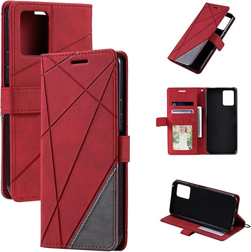 Miniatura 1 de Kukoufey Funda para Vivo Y21G V2152, funda para Vivo Y33S 4G, funda de cuero para Vivo Y21A Y21A Y21T, funda de piel sintética con tapa roja