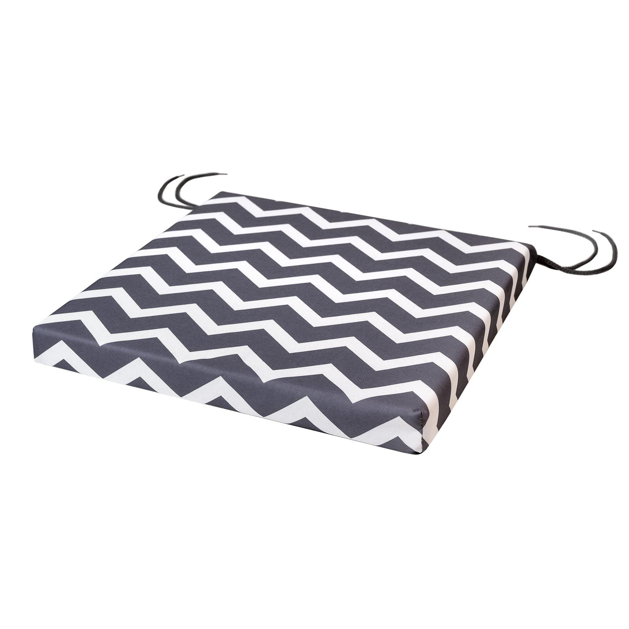 SOFTILLO Patio Chair Cushion with Seat Ties - Indoor and Outdoor Furniture Seating - Water-Resistant Polyester - Kitchen Dining, Lawn & Garden - 40x40x4cm - Zig Zag Graphite — image 1