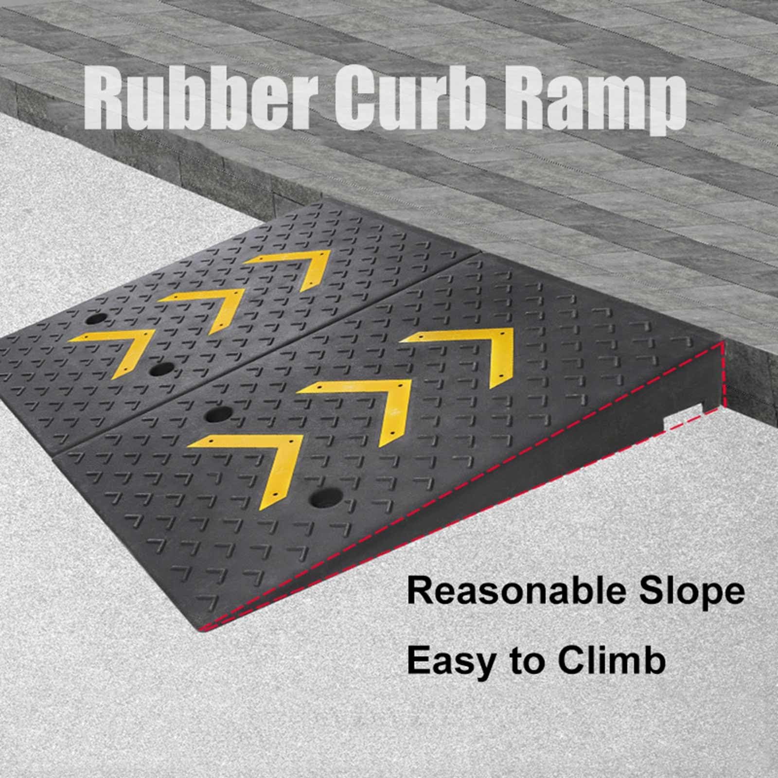 Rampa de acera portátil de Goma para entradas de vehículos, Resistente, para sillas de Ruedas, Scooters, Motocicletas, automóviles, aceras, muelles de Carga (elevación de 18 cm)