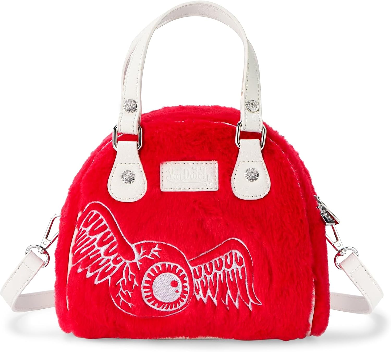 Von Dutch Womens Furry Bowling Bag Purse - Stylish Women's Handbag with Adjustable Strap, Spacious Interior