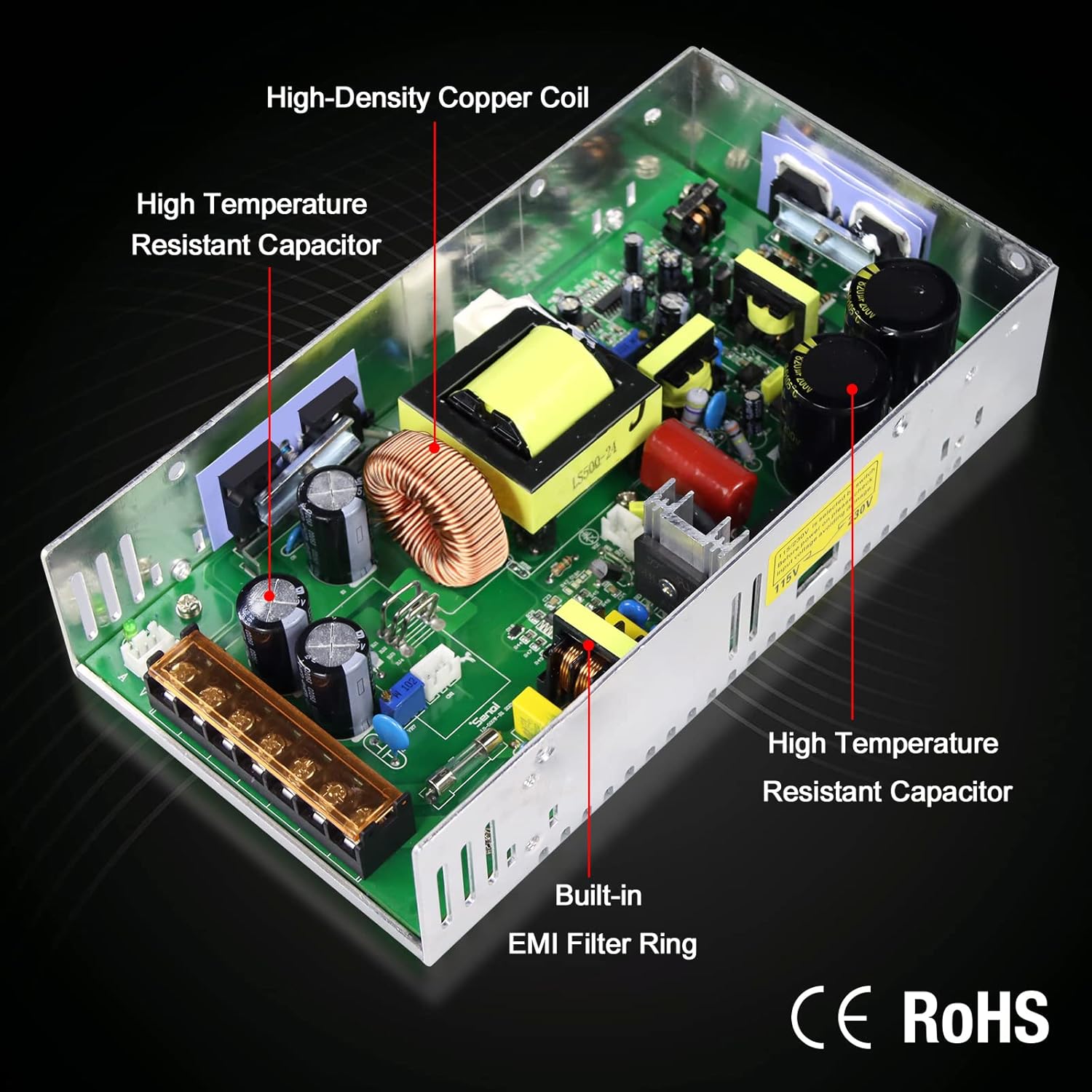 IMAYCC Adjustable Power Supply with LED Display - 110V AC to 24V DC Converter 480W 20A