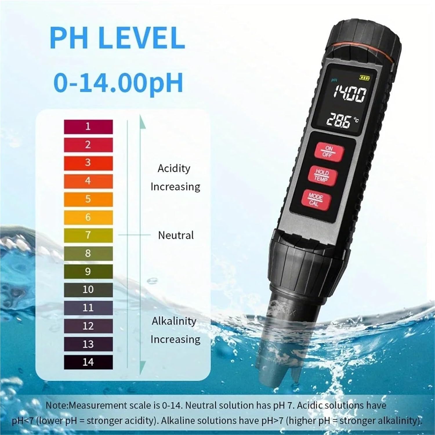 1pc 7-in-1 Water Quality Tester TDS/EC/SAL/S.G/Temp/PH/ORP/SG for Laboratory, Swimming Pools, Aquariums, Drinking Water Testing