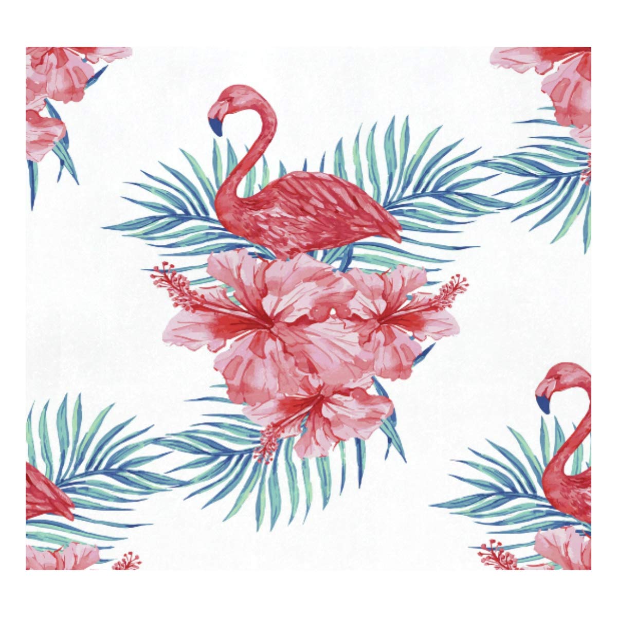 Taza de viaje aislada al vacío de acero inoxidable con doble pared a prueba de fugas, botella de taza con diseño de flamencos rosados y hibisco personalizado impreso en piel auténtica, 500 ml