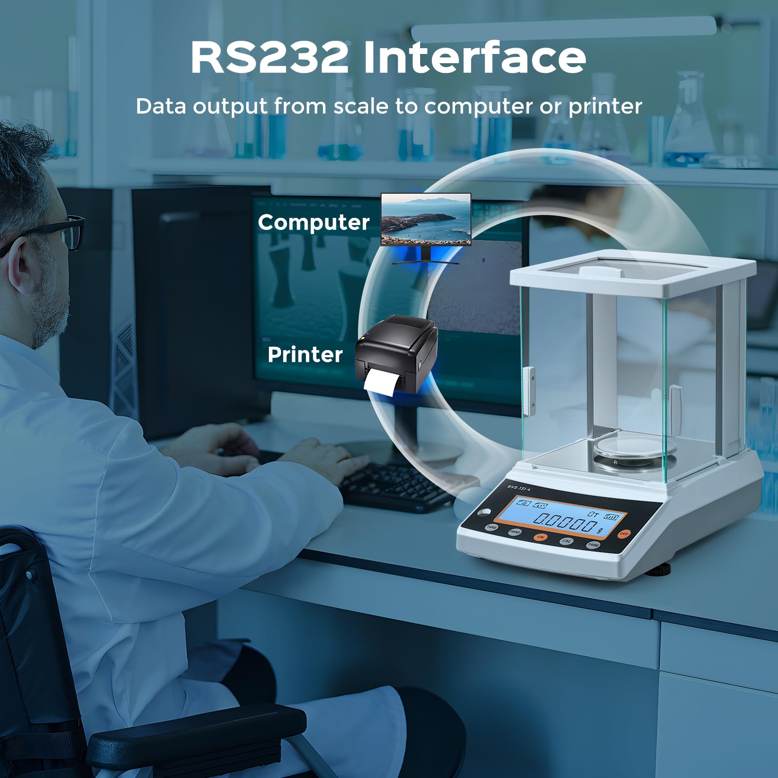 Bonvoisin Balanza analítica de 0,0001 g, báscula de laboratorio de alta precisión de 0,1 mg, escala científica electrónica para farmacia, laboratorio, joyería (120 g)