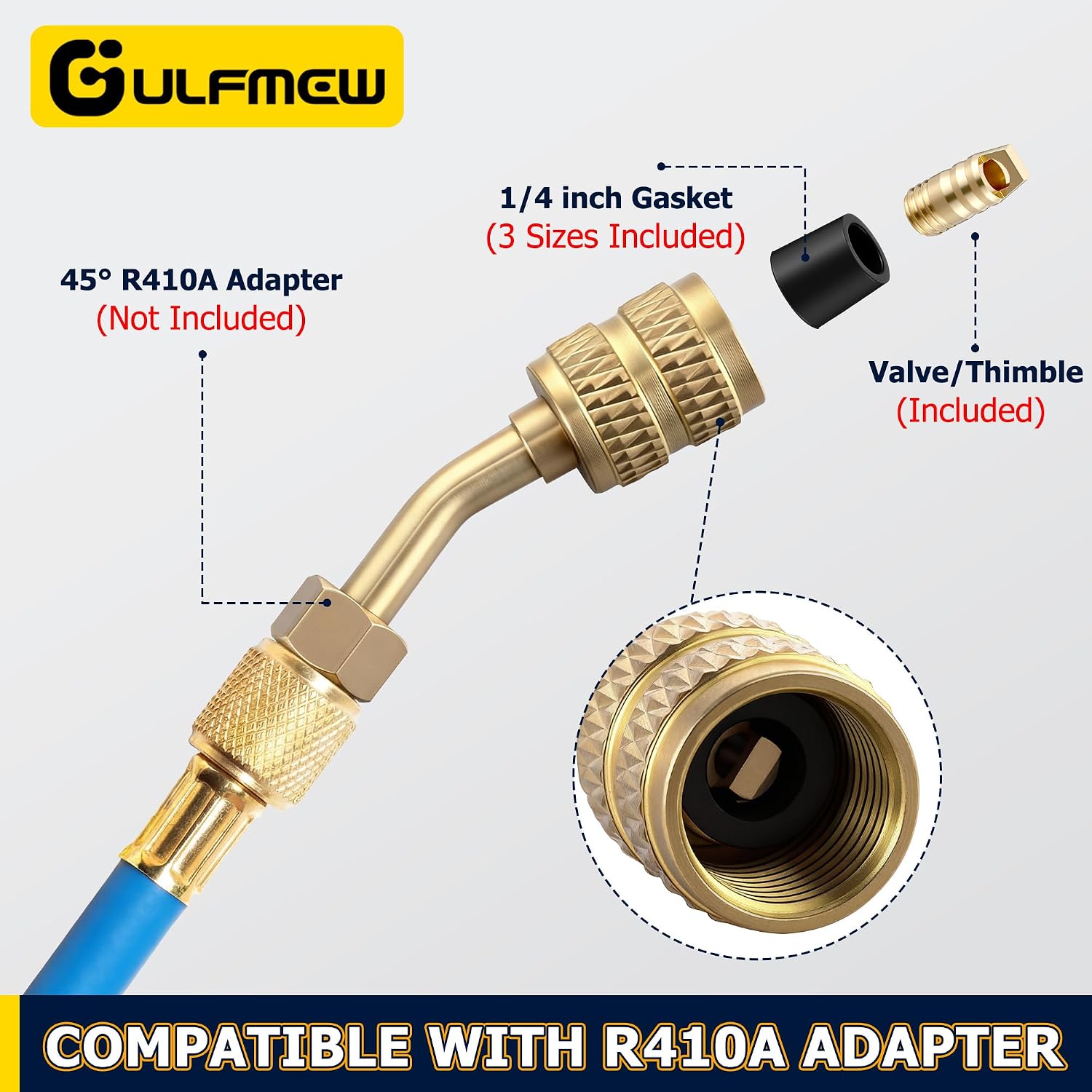 HVAC Gasket Removal Tool Compatible with 19047 Yellow Jacket, Seal Pick & Valve Removal, 15Pcs Hose Gaskets & 5Pcs R410A Valves, Total 22PCS HVAC Air Condition Repair Kit with Storage Can