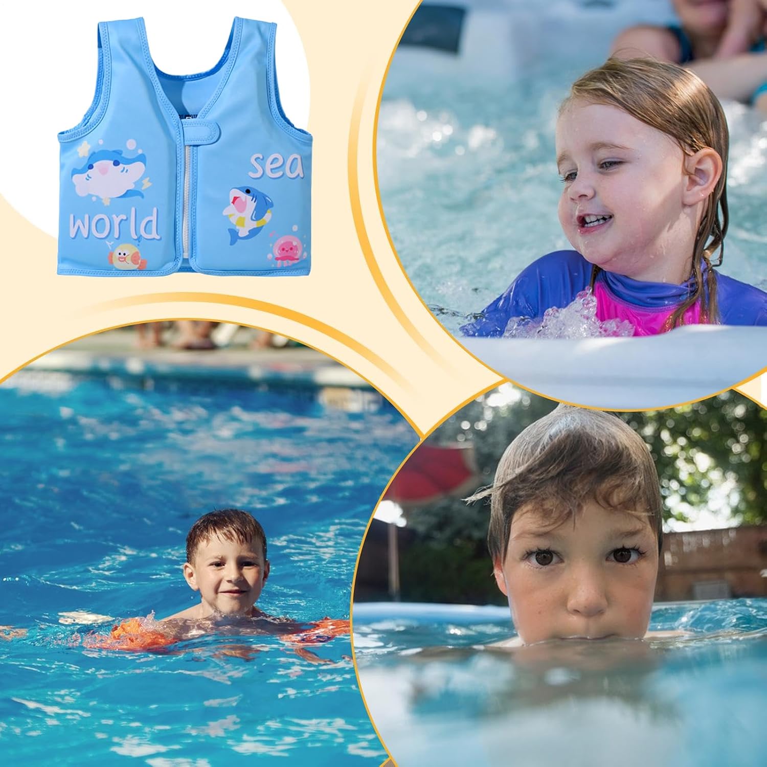 Kids Swimming Vest Lightweight Cartoon Jacket | Swim Trainer Vest for Children for Outdoor Pool Beach Travel Vacation Lake River Sea Water Park