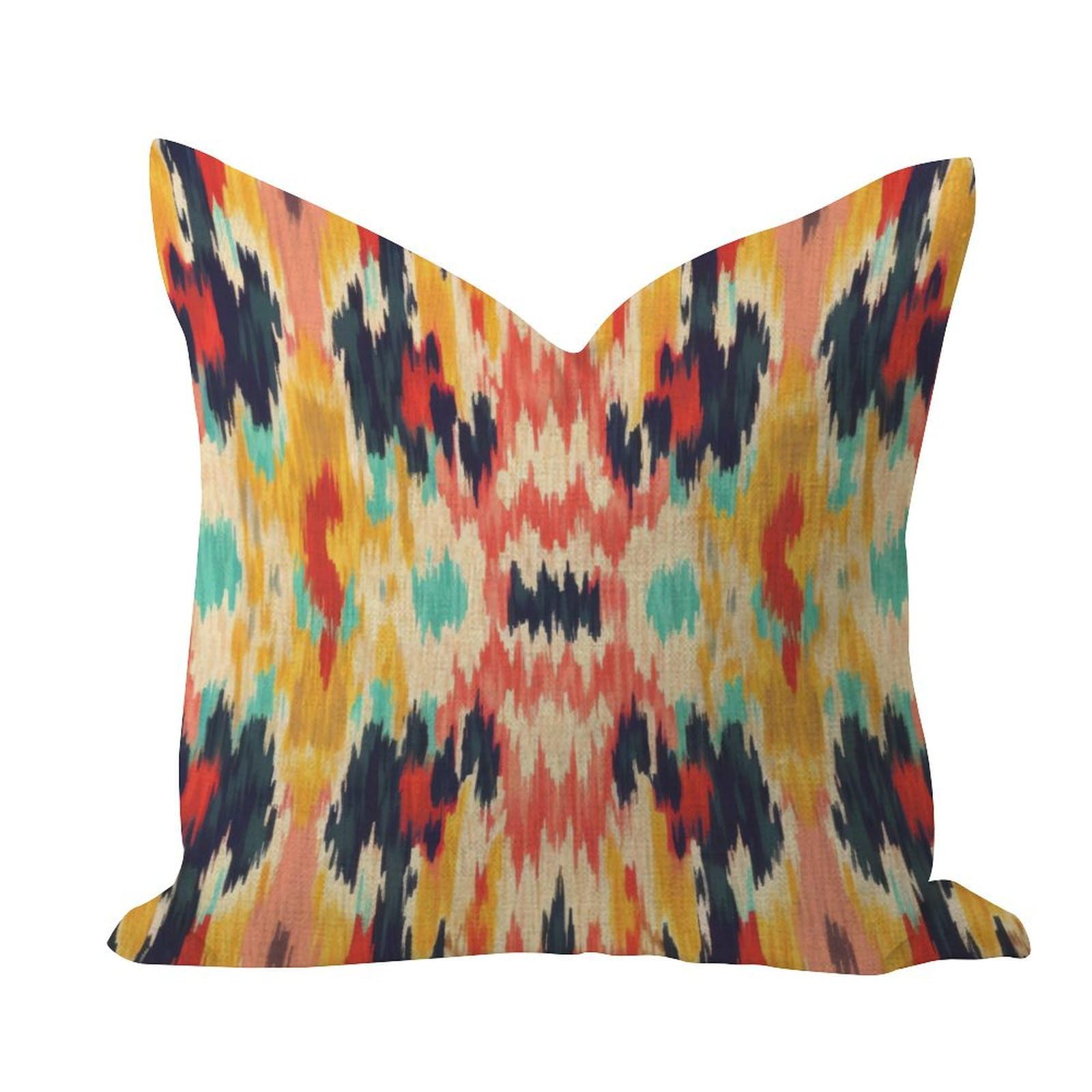 WSDESDEC Ikat And Boho Design Outdoor Pillow Covers 20x20in Burlap Linen Modern Pillow Shell Ikat Kilim Turkish Square Throw Pillow Case for Chair Hotel Bedroom Porch Decorations