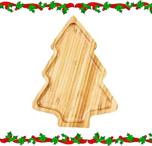 Tabla de embutidos para árbol de Navidad, bandeja de bambú en forma de árbol de Navidad, tabla de cortar para queso, bandeja de aperitivo, bandeja