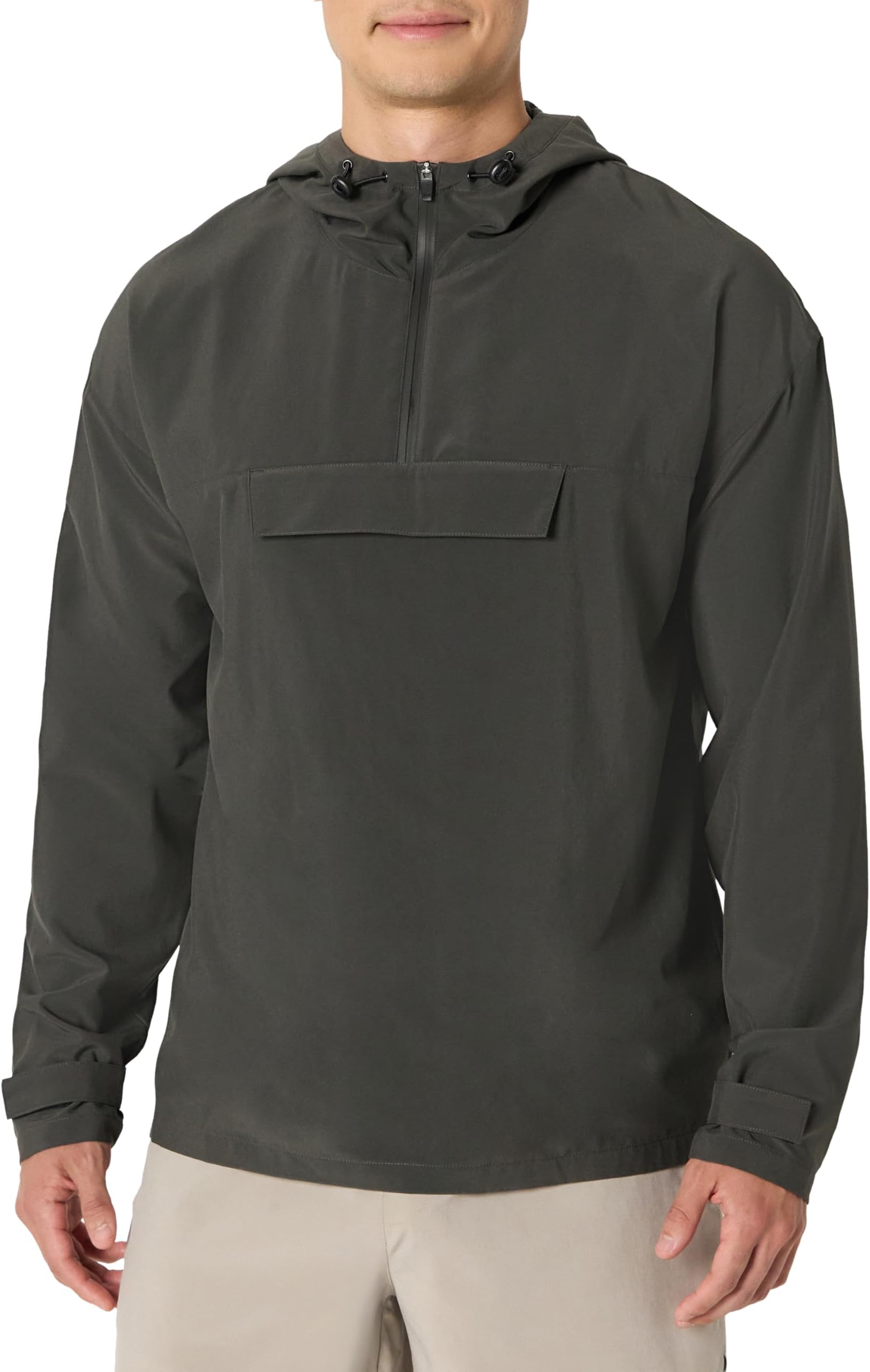 Men's Athletic Lightweight Stretch Woven Colorblock Anorak Jacket