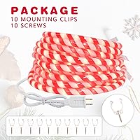 Vista 6 de Afirst Cuerda de luces de bastón de caramelo de Navidad, guirnalda de luces LED de 30 pies, IP65, impermeable, conectable, tubo de luces