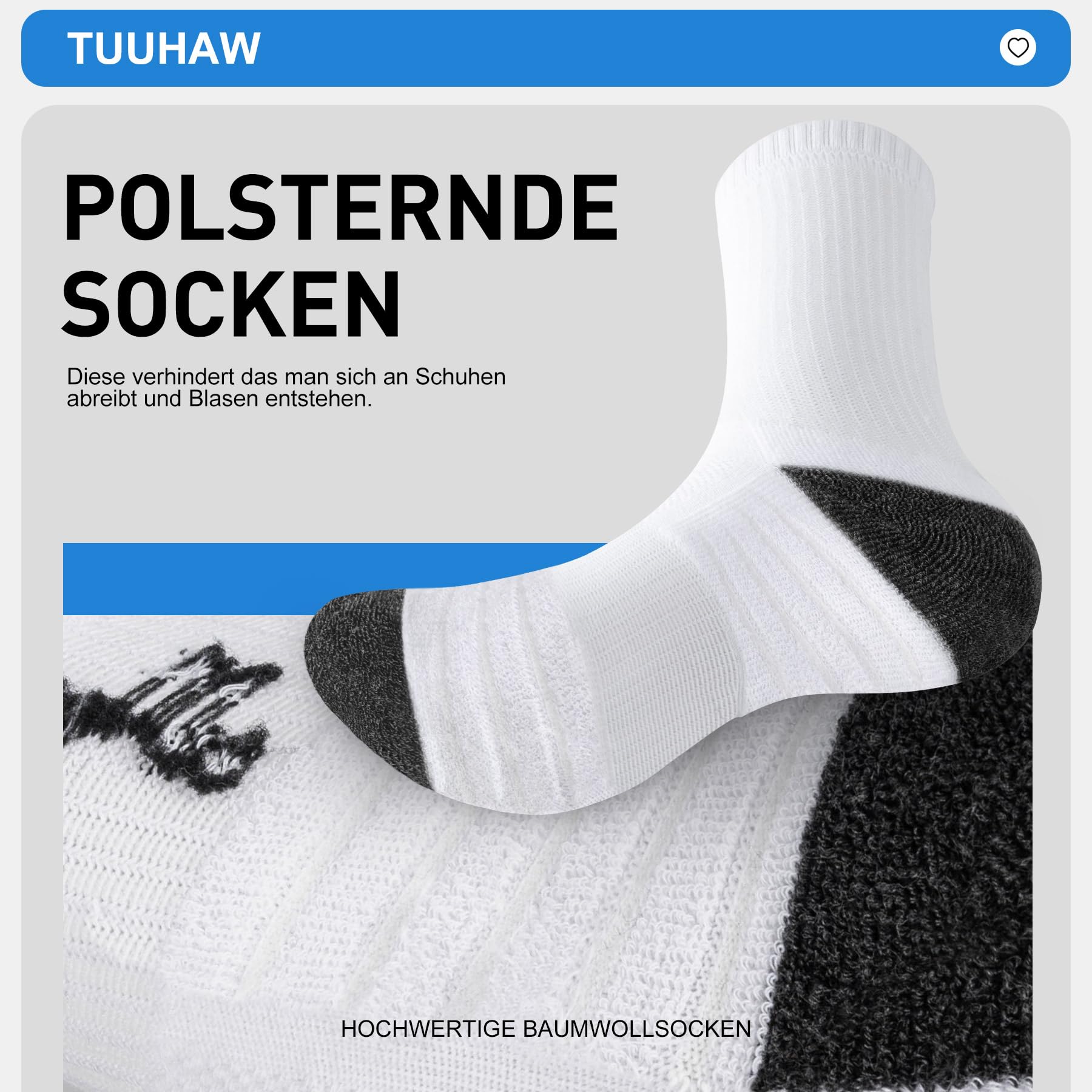 TUUHAW 6/12 Paia Calzini Uomo e Donna Sportivi Lunghe Cotone Sport Calzettoni con Buona Elasticità Alti Socks Calze Traspiranti