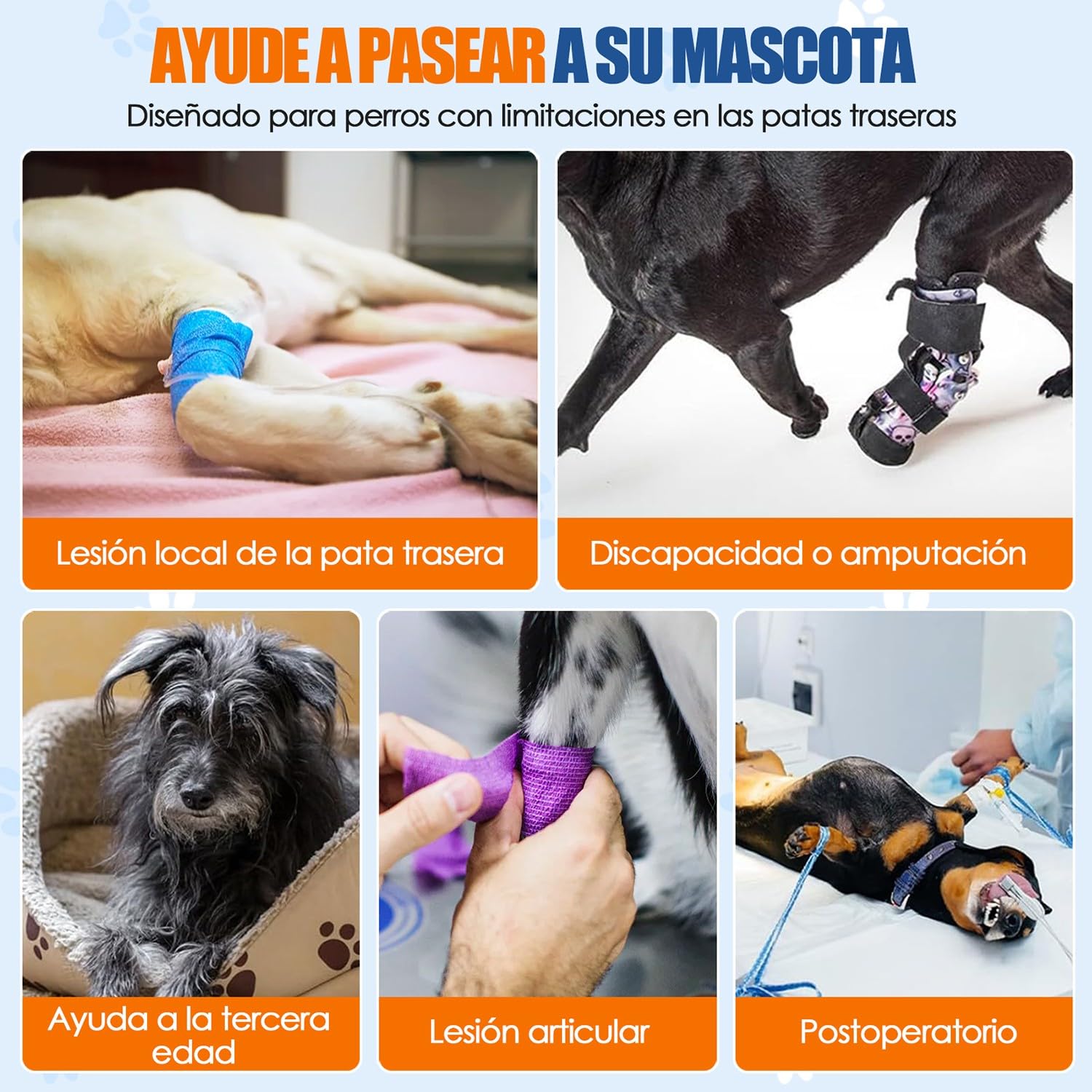 SlowTon Arnés de Soporte para Patas Traseras para Perros Medianos y Grandes - Arnés Elevador Ajustable y Cómodo para Perros Ancianos, Lesionados, Artríticos o con Discapacidad