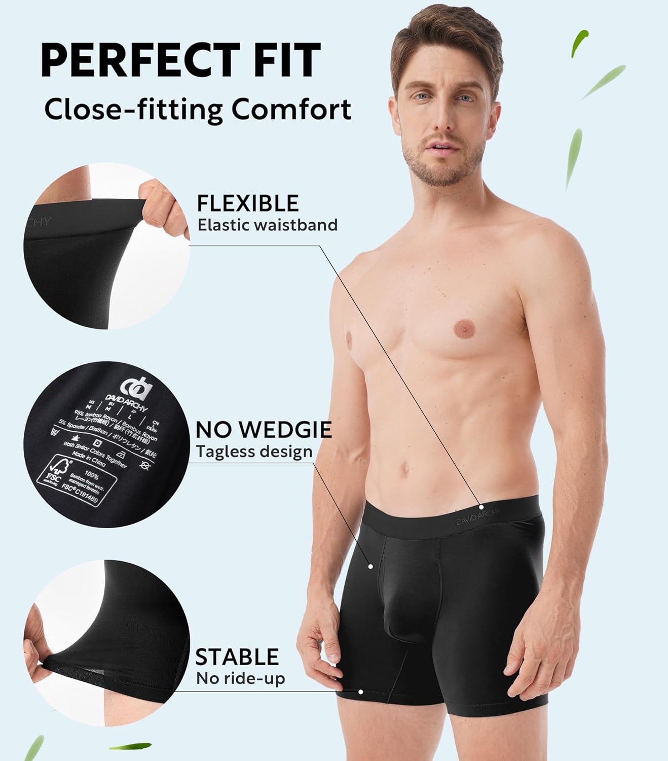 DAVID ARCHY Mens Underwear Rayon Made from Bamboo 7-Pack, Wicking-Moisture & Cool Boxer Briefs with Support Pouch - Image 5