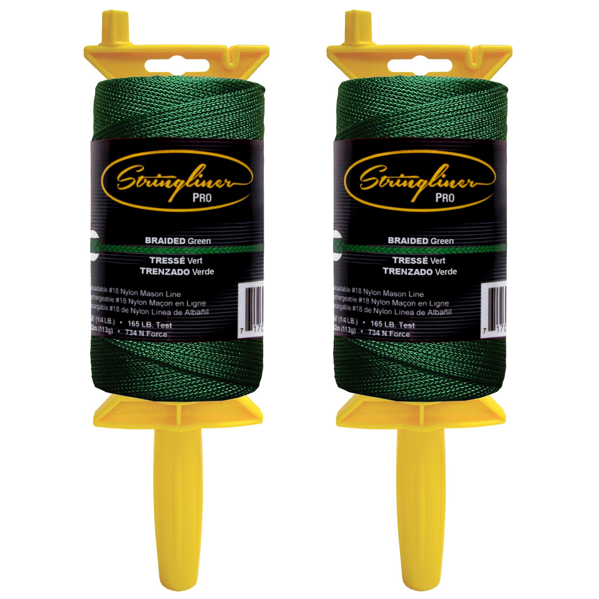 Stringliner 25756 Pro Mason’s Line Reels – 1 Lb. Stringliner® PRO BRAIDED GREEN 1000'. (2 Pack)