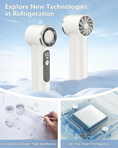 Miniatura 5 de Ventilador de mano portátil, mini ventilador personal turbo recargable de 4000 mAh, diseño de bolsillo para viajes, conciertos, juegos deportivos,