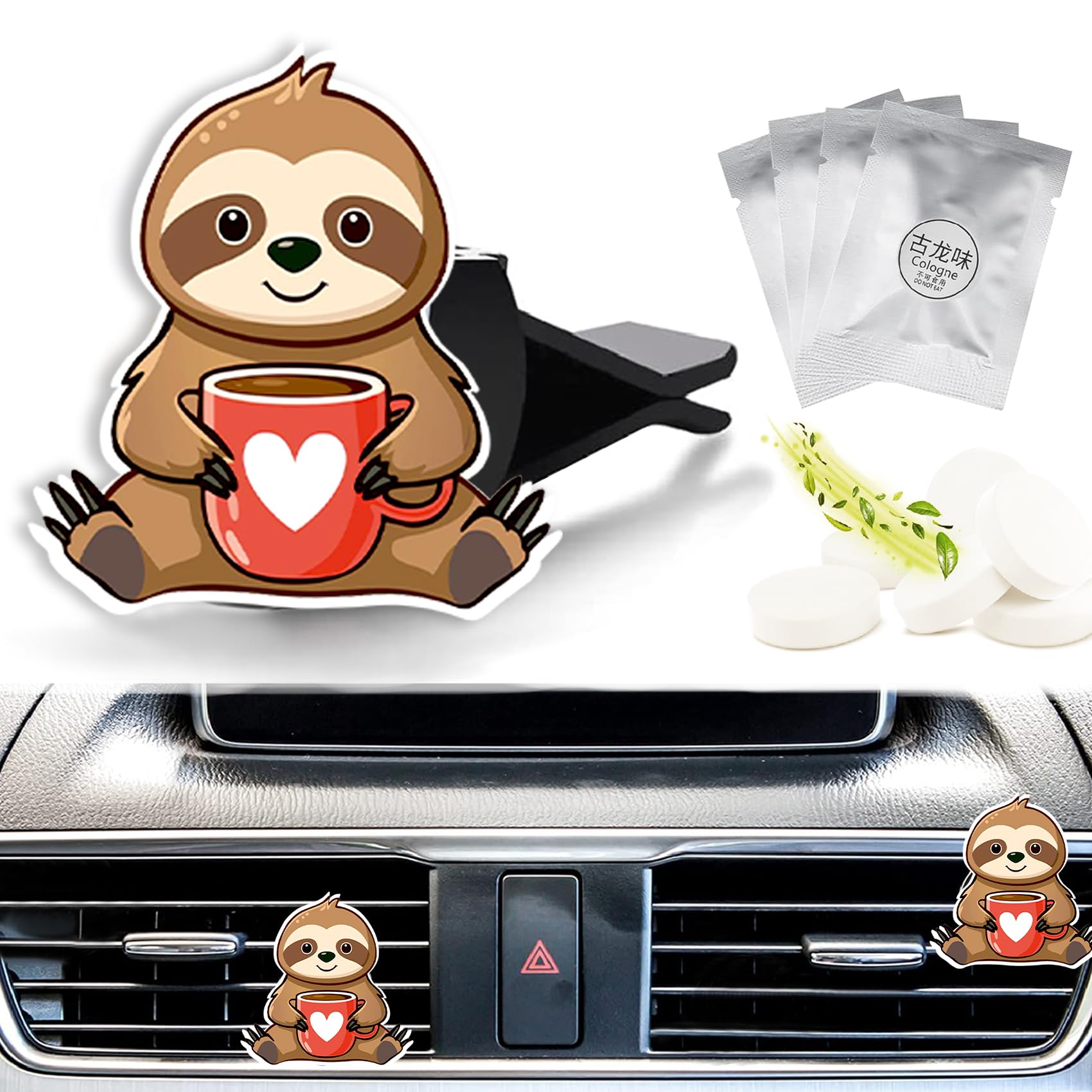 Fresh Scented Car Air Freshener Vent Clip, Decorative Sloth