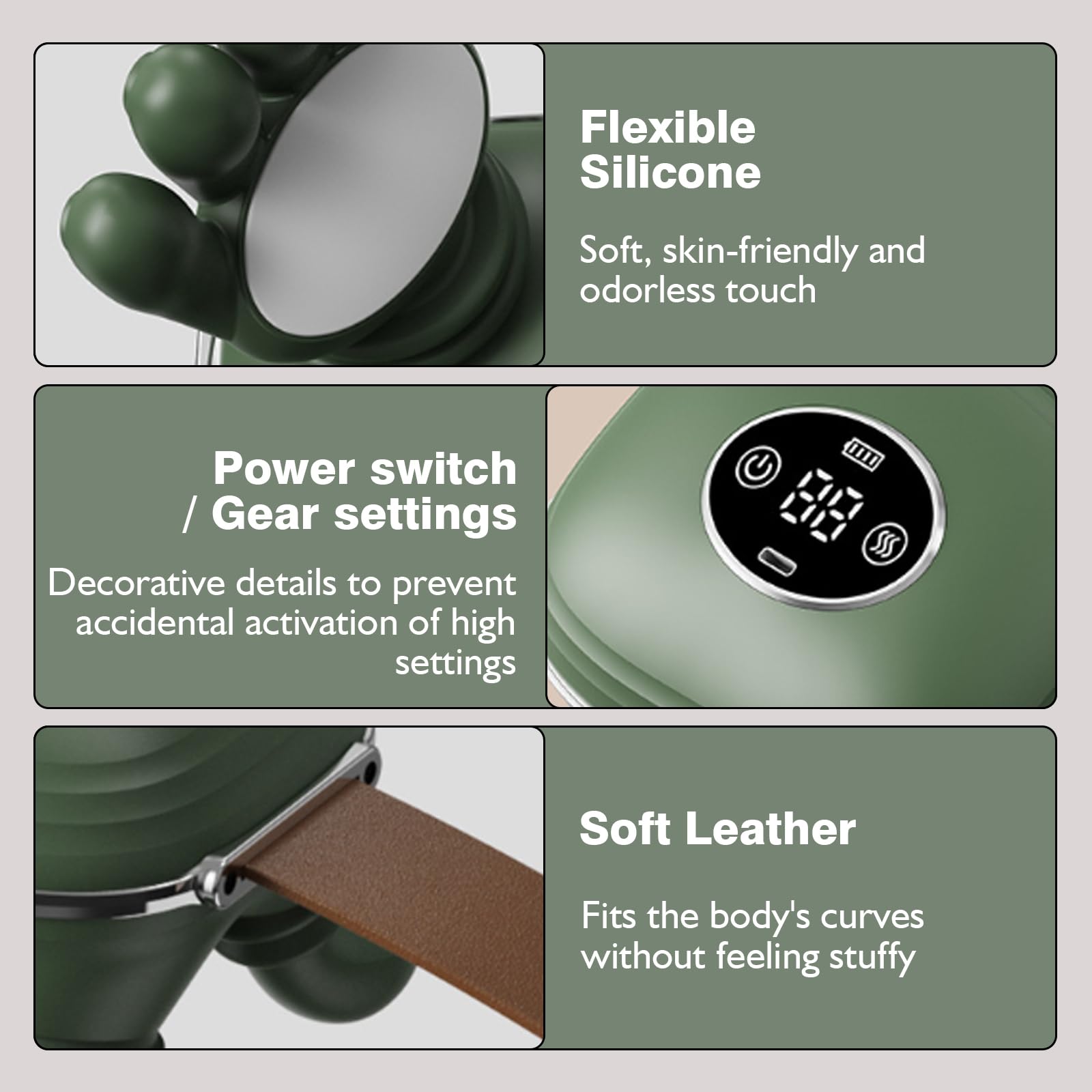 Masajeador Cervical y Espalda 4D a Mano Biónica, Masajeador Cuello Eléctrico, Masajeador de Cuello Inalámbrico 4D con 3 Niveles de Intensidad y 2 Niveles de Calor para Relajar Los Músculos (verde) — view 5